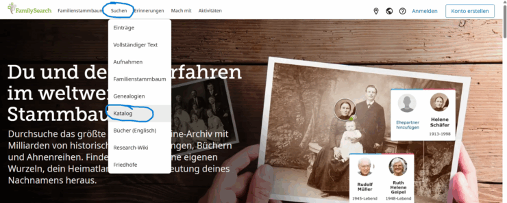 Ahnenforschung für Anfänger; Arbeiten mit dem FamilySearchKatalog 